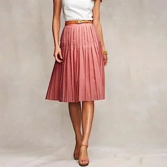Talbots Dresses & Skirts - NWT Talbots Pink Voile Crystal Pleated Cotton Blend Women's Skirt Size 14P
